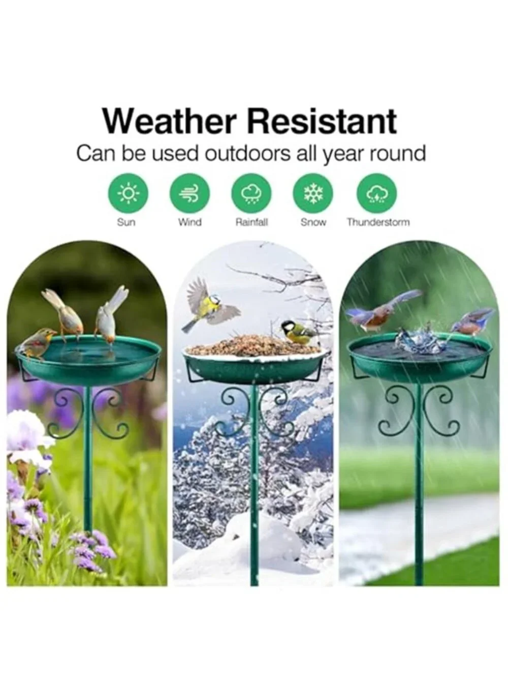 New 35In Metal Bird Bath for Outside, Vintage Freestanding Birdbaths